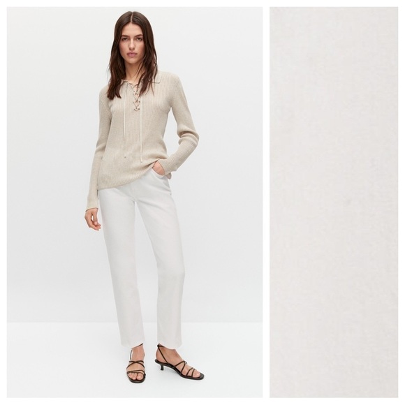 NWT Massimo Dutti White Slim Fit Straight-Leg Mid-Waist Full Length Jeans Size 8 - Picture 1 of 13